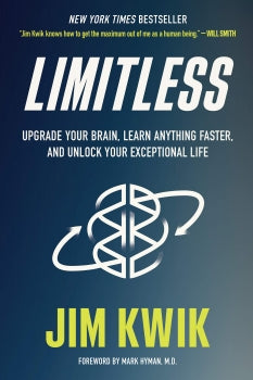 Book cover of 'Limitless' by Jim Kwik with a blue background and white text.