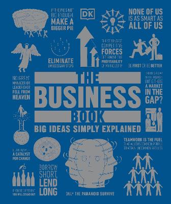 Book cover of 'The Business Book' with various business-related graphics and text on a blue background.