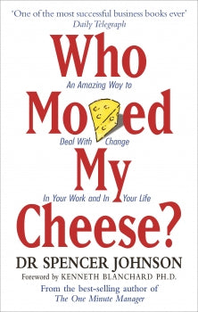 Book cover of 'Who Moved My Cheese?' by Dr. Spencer Johnson with a cheese icon on a white background.