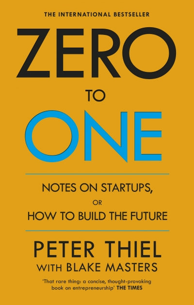 Book cover of 'Zero to One' by Peter Thiel with a yellow background