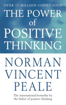 Book cover of 'The Power of Positive Thinking' by Norman Vincent Peale with a blue and white color scheme.