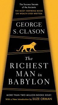 Book cover of 'The Richest Man in Babylon' by George S. Clason with a yellow and black design.