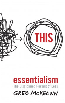 Book cover of 'Essentialism' by Greg McKeown with a white background